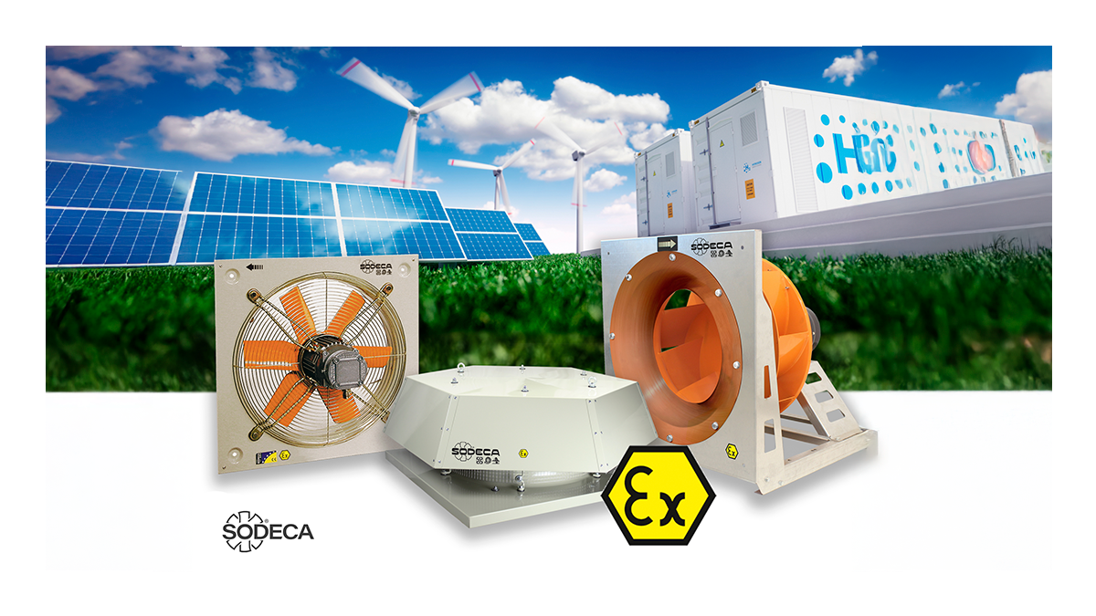 Las soluciones de ventilación ATEX de SODECA garantizan la eliminación del hidrógeno en instalaciones de generación de energía limpia